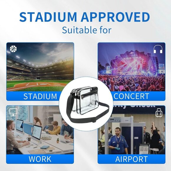Clear Messenger Bag with 2 Compartments, Clear Crossbody Tote Bag for Stadium Ev - Picture 6 of 6